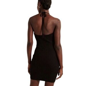 Abercrombie & Fitch- Black Ribbed Knit Halter Stretch Bodycon Mini Dress- Size M